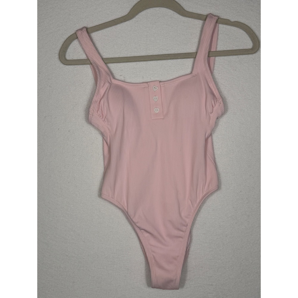 Stoney Clover Lane Swimsuit Womens XS Pink Ribbed Heart Button‎ One Piece Target